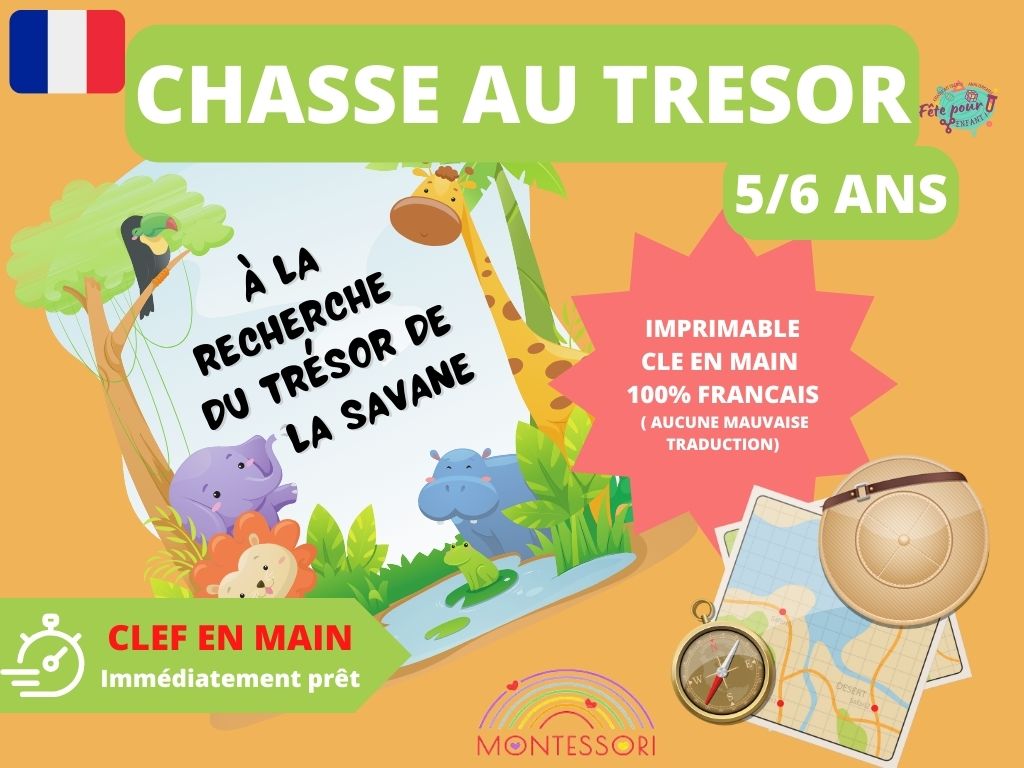 Chasse au trésor Les animaux de la Savane - Fete pour enfant