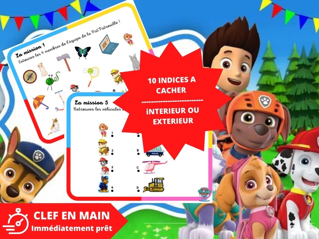 Chasse au trésor Chase et ses amis pompiers et policiers - Fete pour enfant