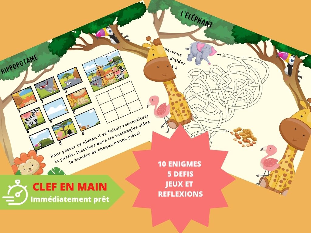 Chasse au trésor Les animaux de la Savane - Fete pour enfant