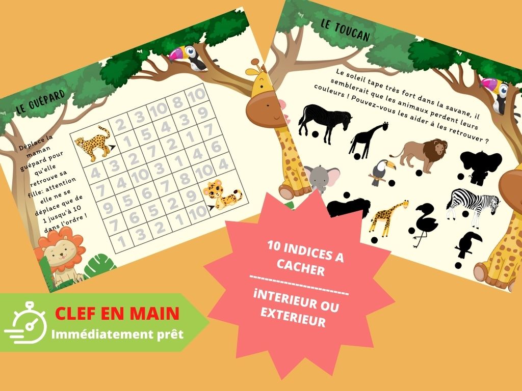 Chasse au trésor Les animaux de la Savane - Fete pour enfant