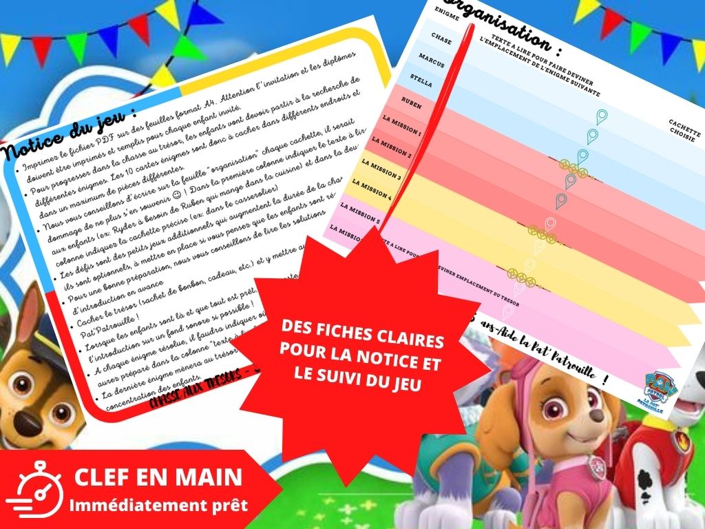 Chasse au trésor Chase et ses amis pompiers et policiers - Fete pour enfant
