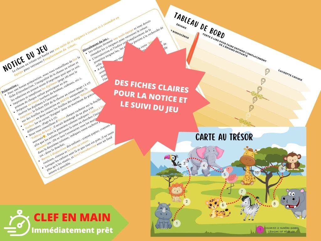 Chasse au trésor Les animaux de la Savane - Fete pour enfant