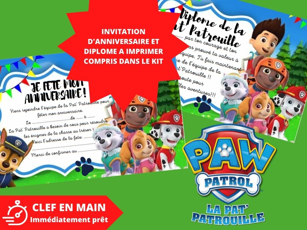 Chasse au trésor Chase et ses amis pompiers et policiers - Fete pour enfant