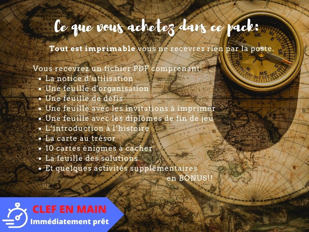 Chasse au trésor Aventurier - Fete pour enfant