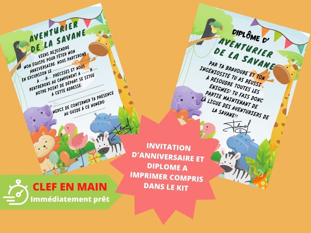 Chasse au trésor Les animaux de la Savane - Fete pour enfant