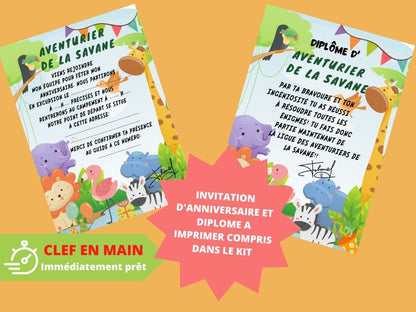 Chasse au trésor Les animaux de la Savane - Fete pour enfant