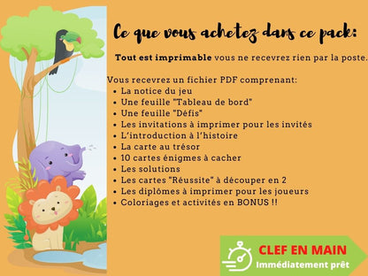 Chasse au trésor Les animaux de la Savane - Fete pour enfant