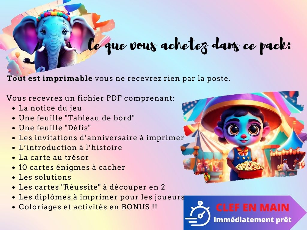 Chasse au trésor Cirque Arc En Ciel - Fete pour enfant